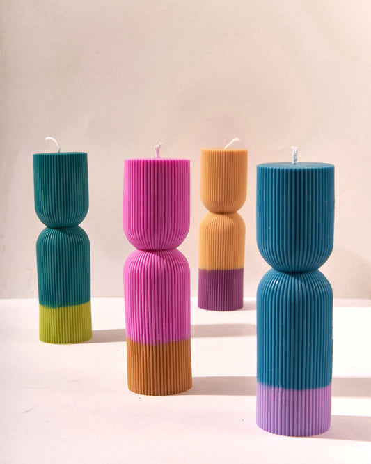 Colour Block Pillar Candle