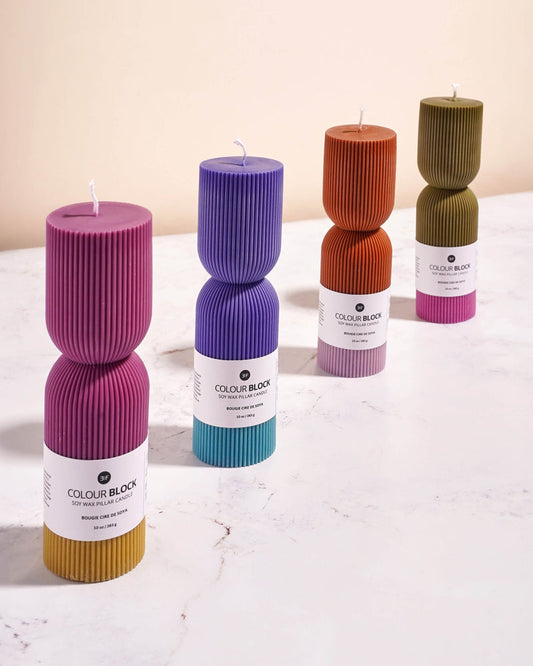 Colour Block Pillar Candle