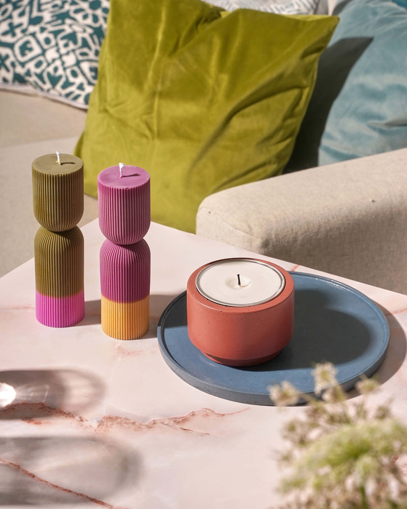 Colour Block Pillar Candle