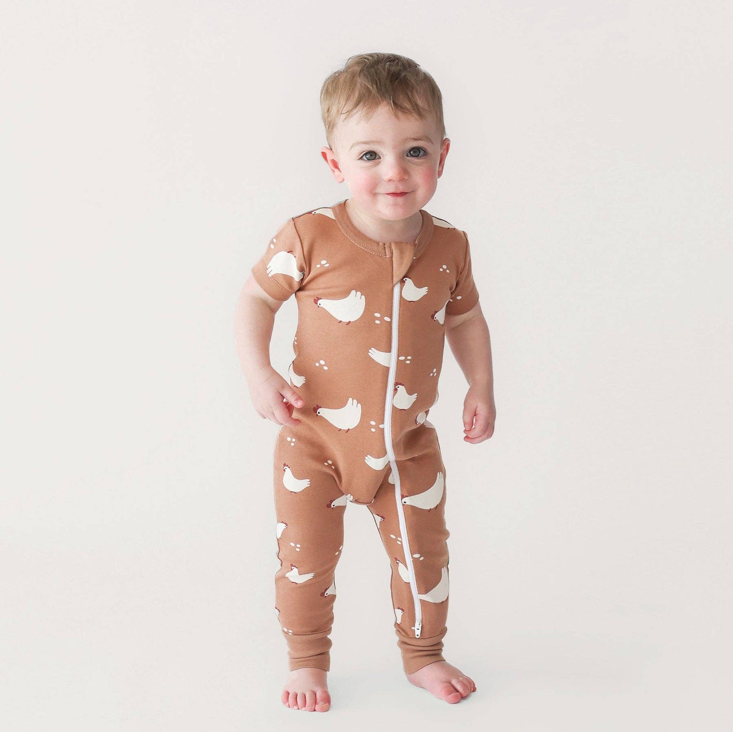Organic Signature Print '2-Way' Zip Romper - Short Sleeve