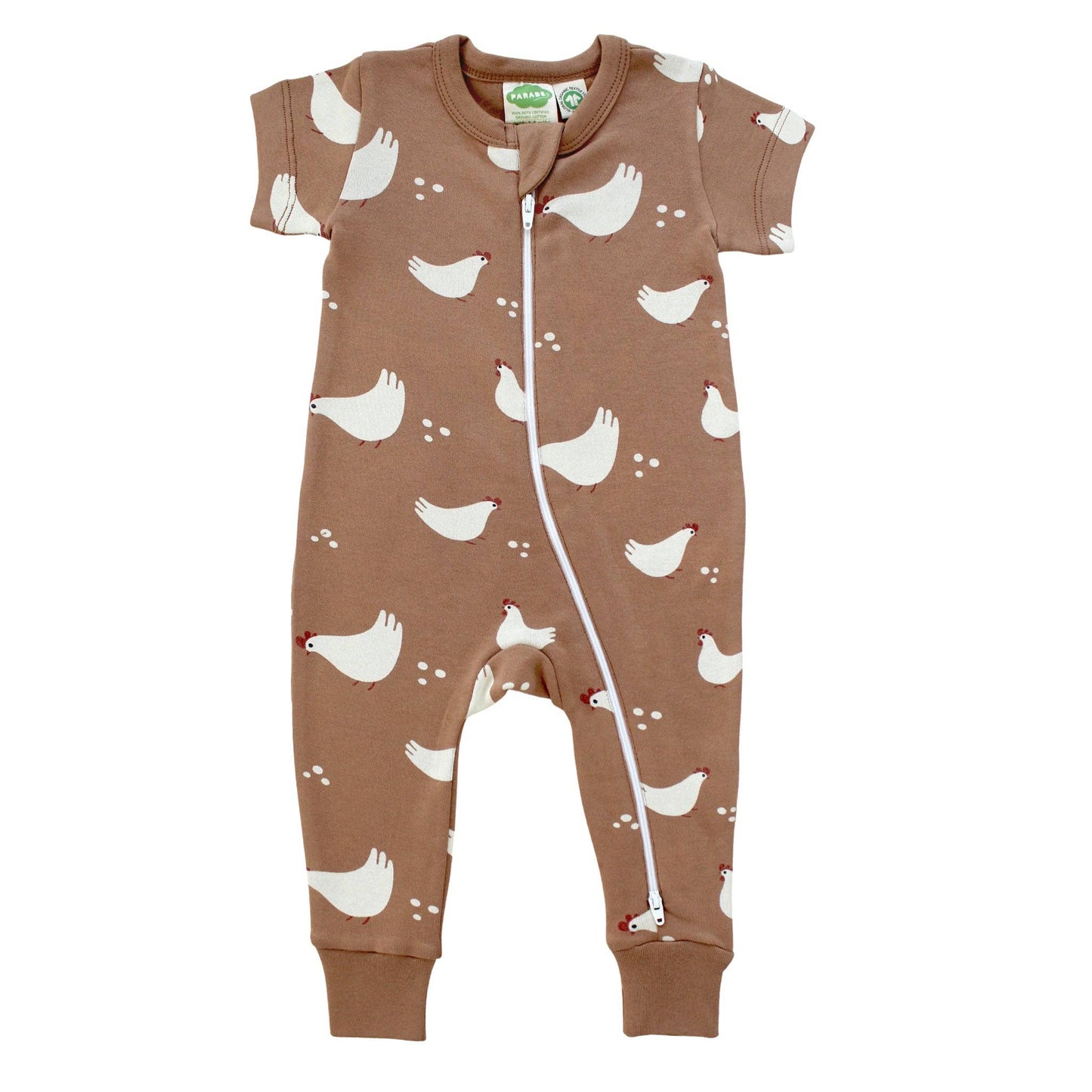 Organic Signature Print '2-Way' Zip Romper - Short Sleeve