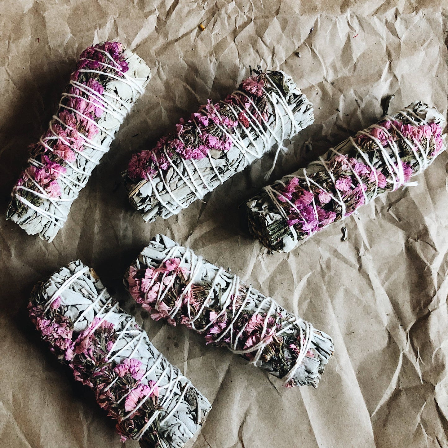 Floral sage smudge stick