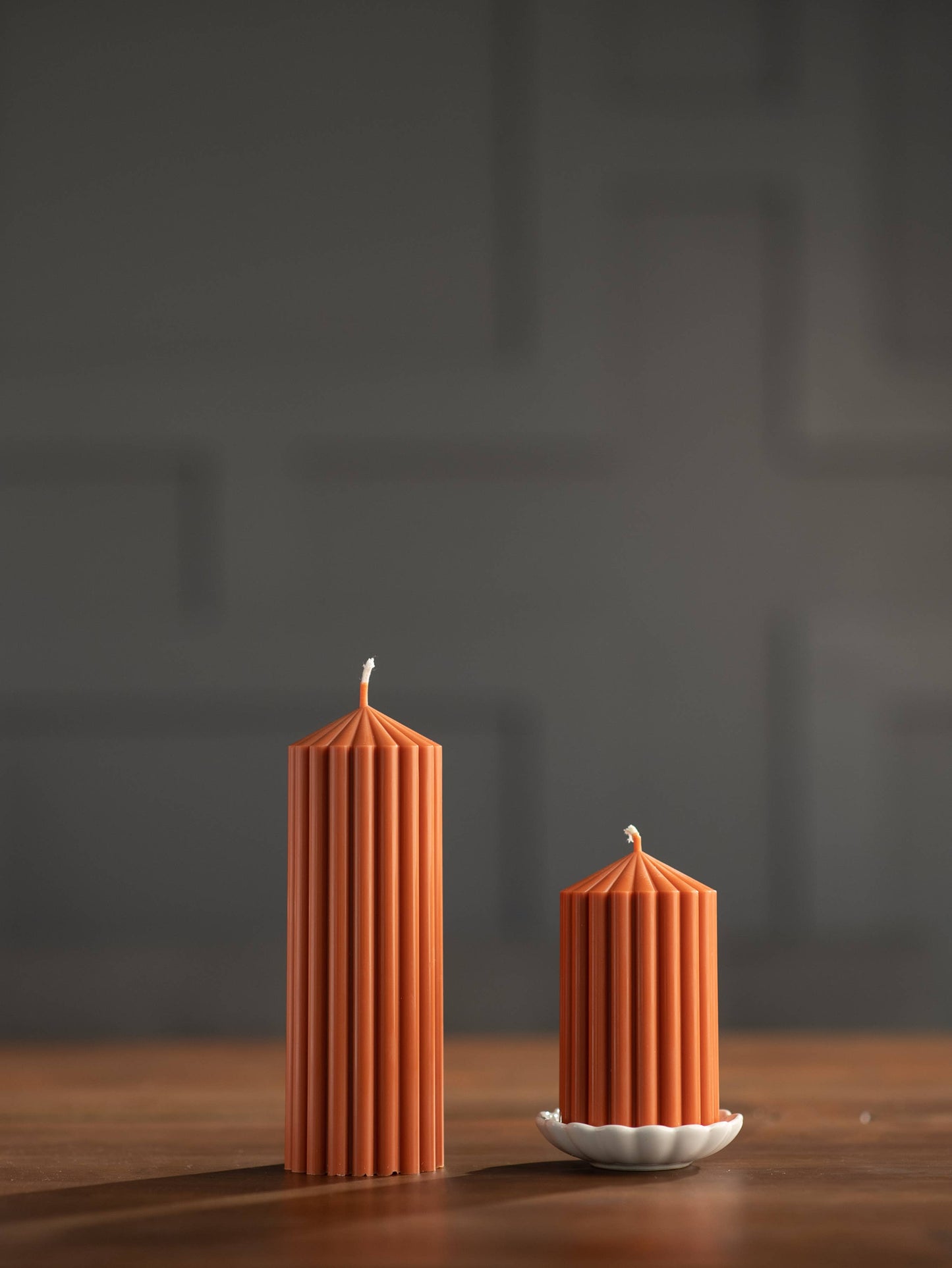 Large Ribbed Pillar Candles | Soy Wax