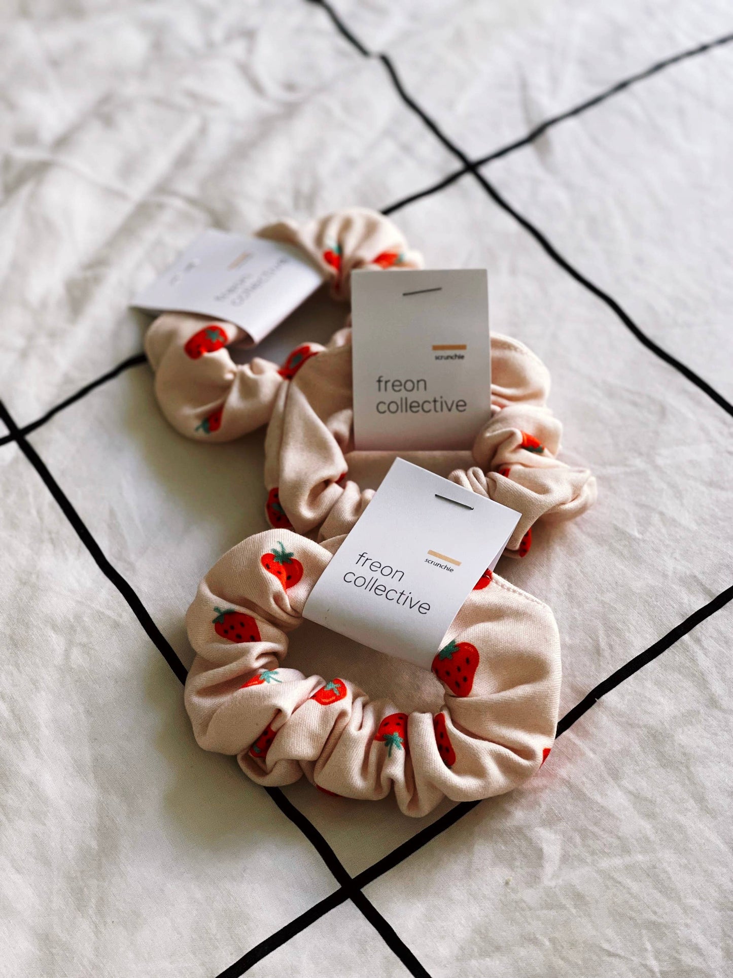Organic Cotton Hair Scrunchie - Strawberry