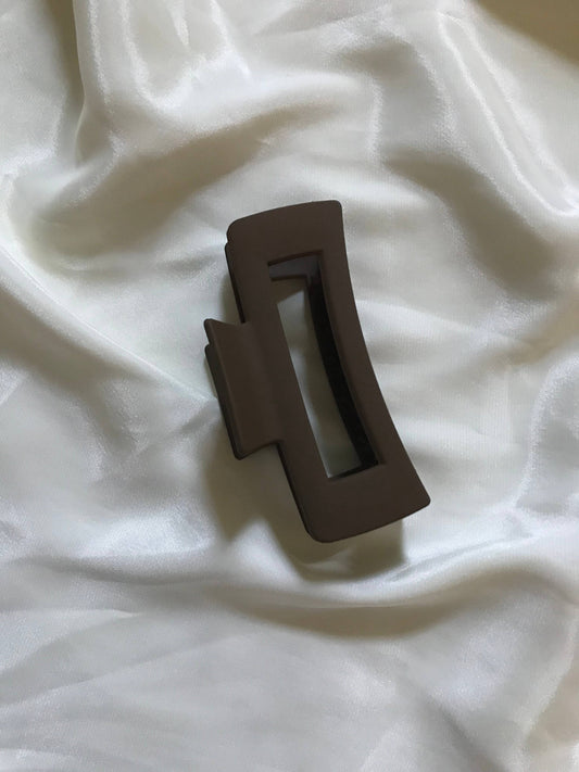 Large Dark Brown Matte Rectangle Claw Clip