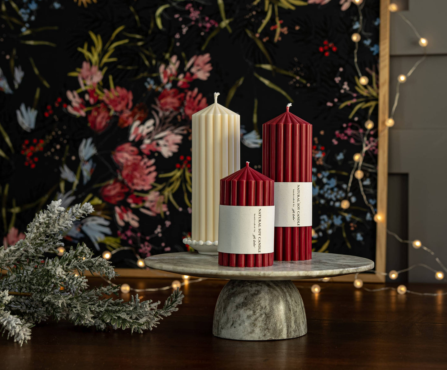 Long Lasting Ribbed Pillar Candles | Holiday Edition