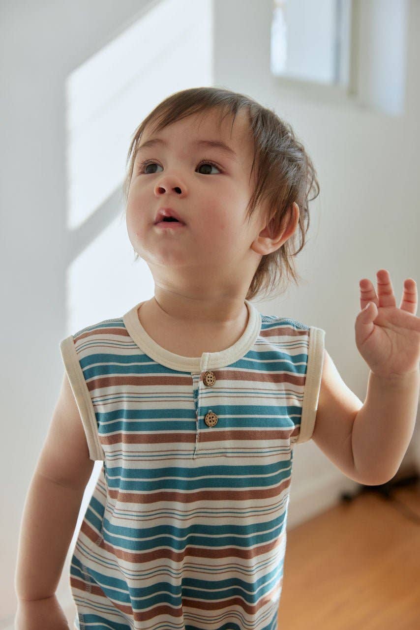 Baby Organic Bamboo Tank Romper-Stripe
