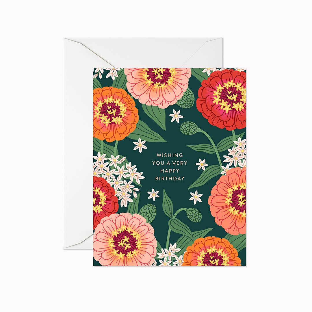 Zinnia Happy Birthday Card