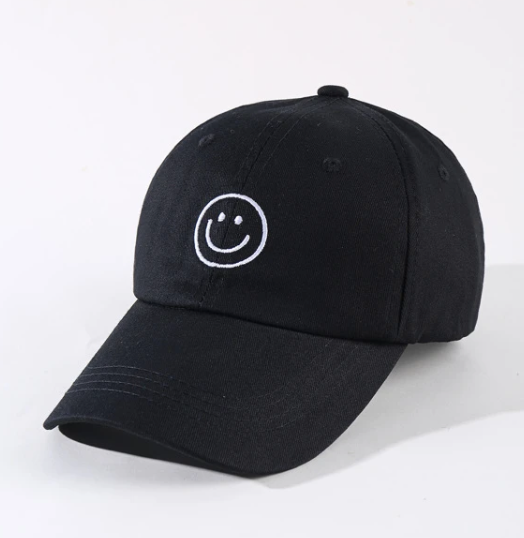 Embroidered happy face hat
