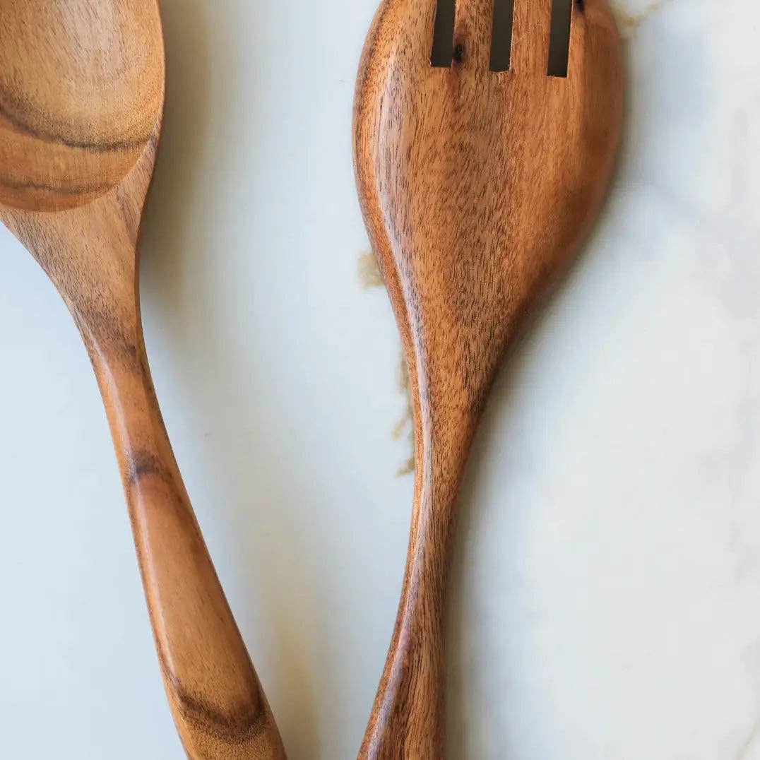 Teak Wood Salad Spoon and Fork Set