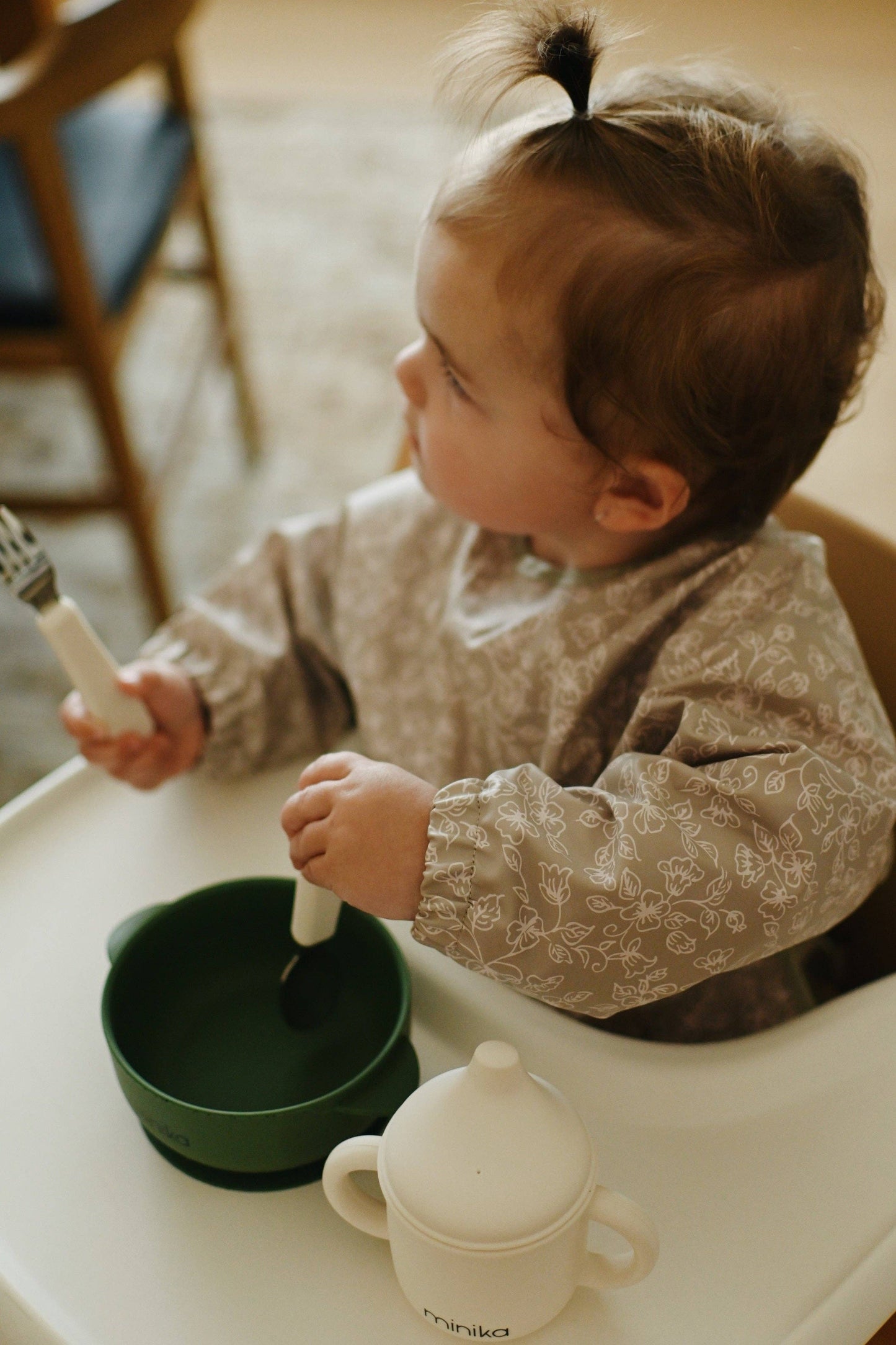 Long sleeve bib - Flowers