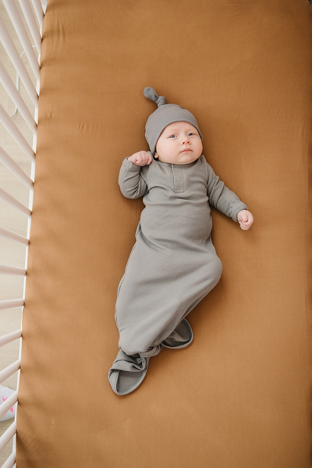 Organic Ribbed Newborn Knot Gown