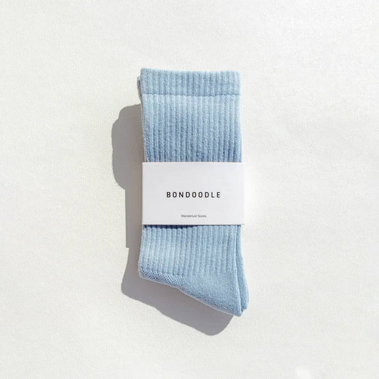 Premium Ribbed Cotton Athletic Crew Socks – Blue/Grey