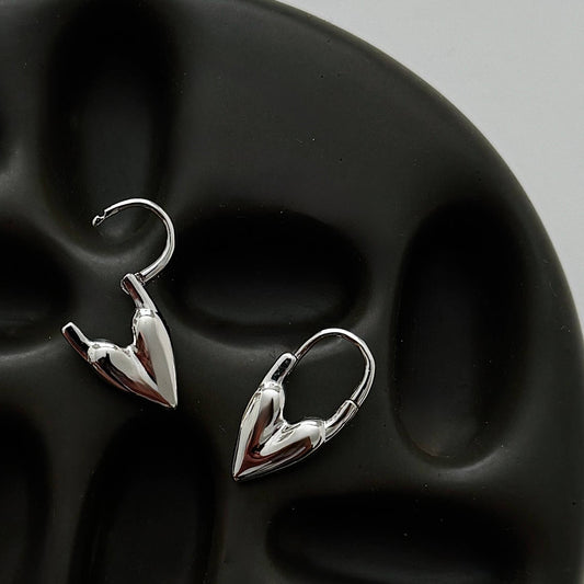 Heart Lock Hoops- Silver