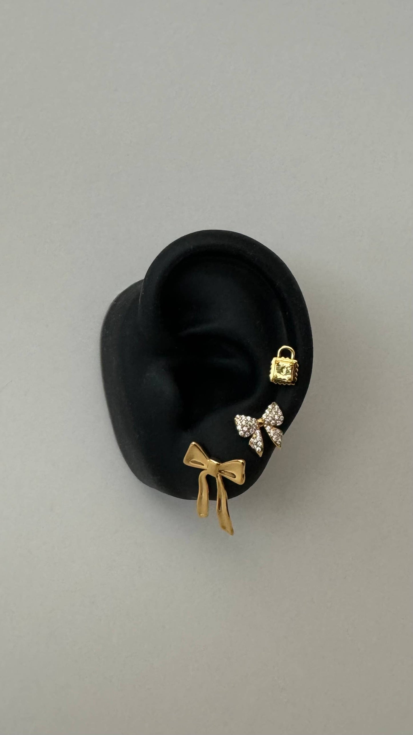 Pave Bow Studs- Gold