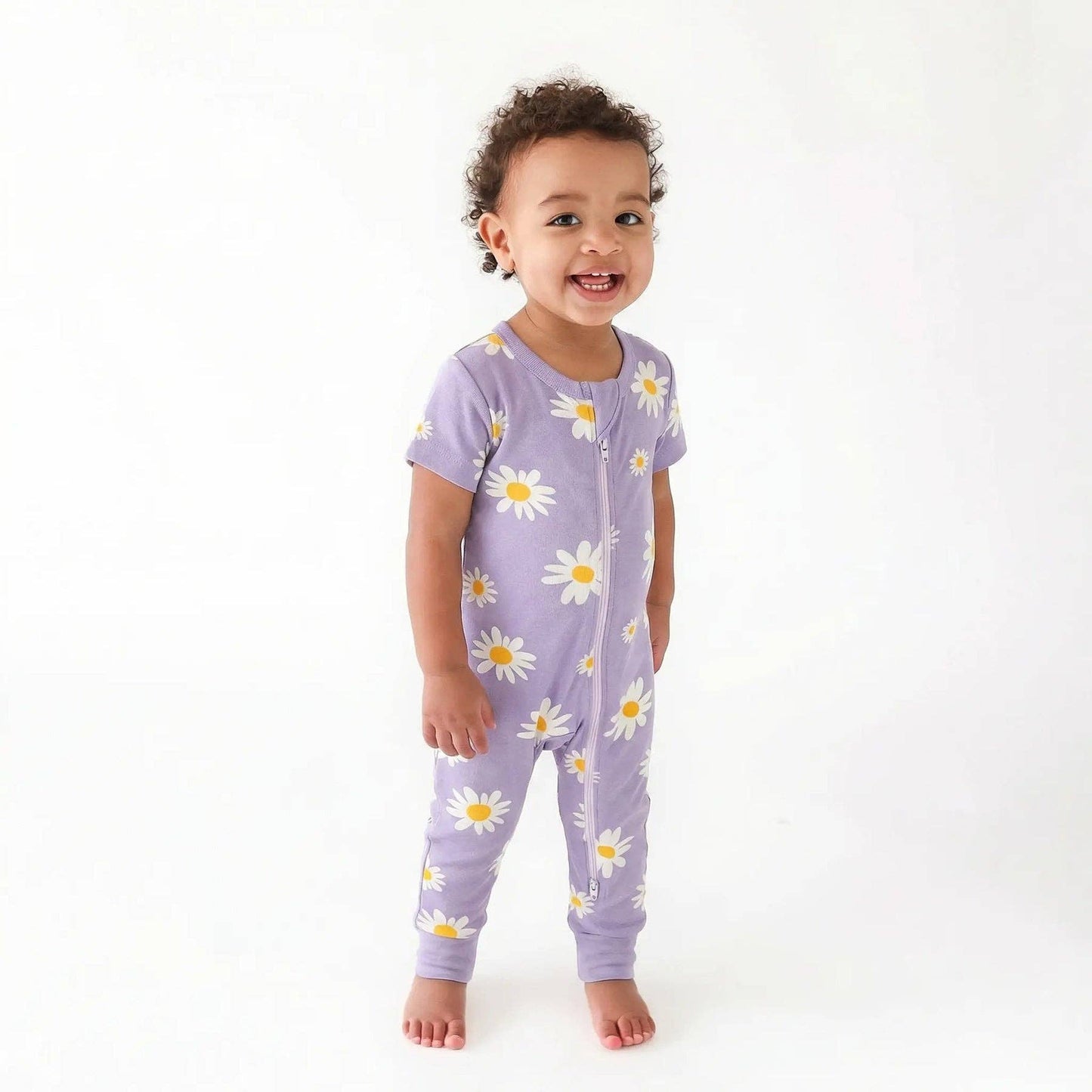 Organic Signature Print '2-Way' Zip Romper - Short Sleeve