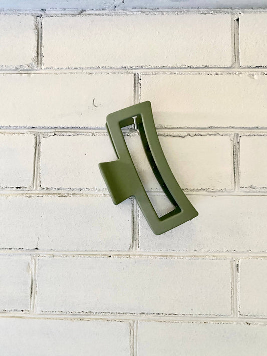 XL Green Matte Rectangle Claw Clip