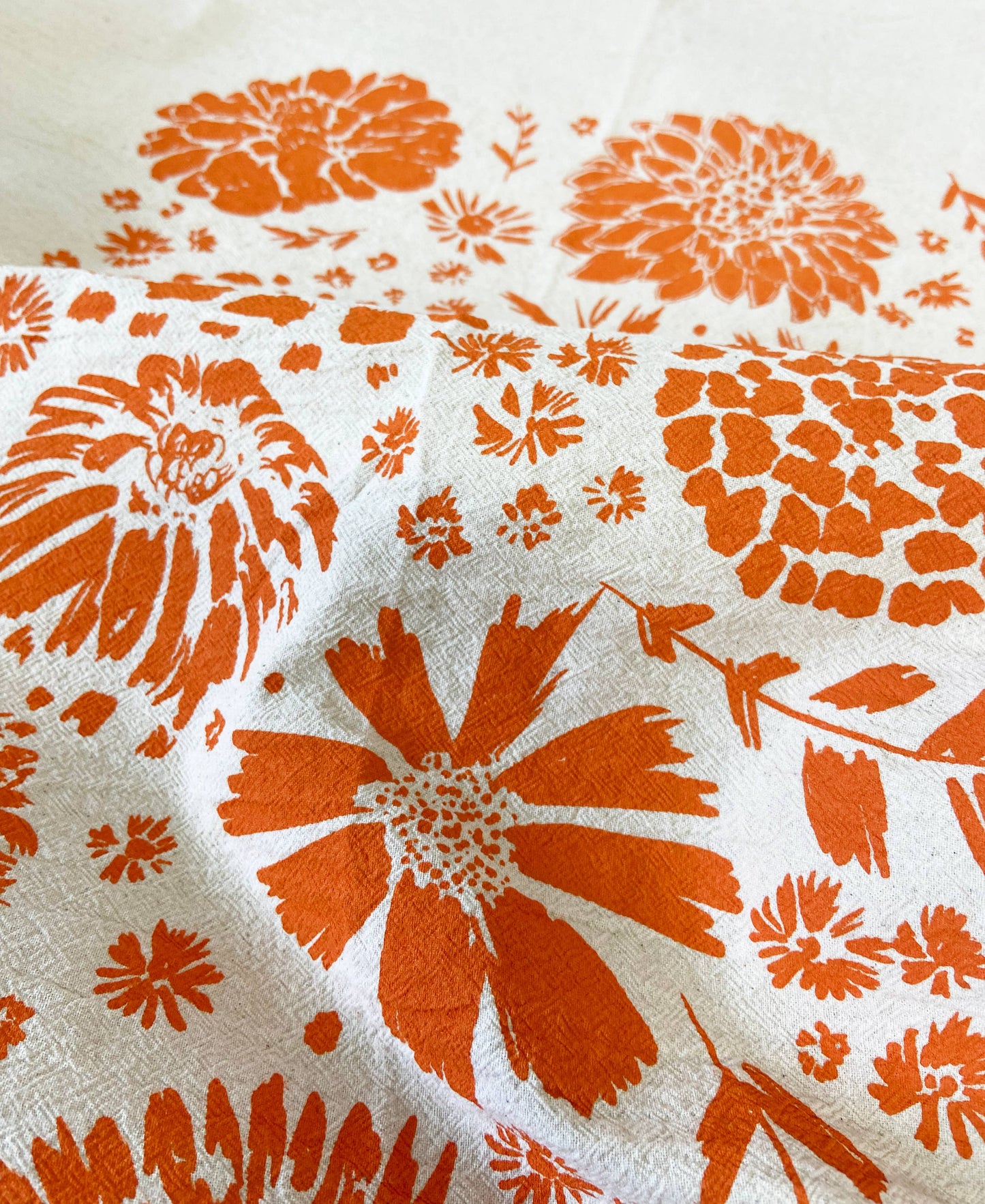 Marigold Flowers Organic Tea Towel Orange - 20x24