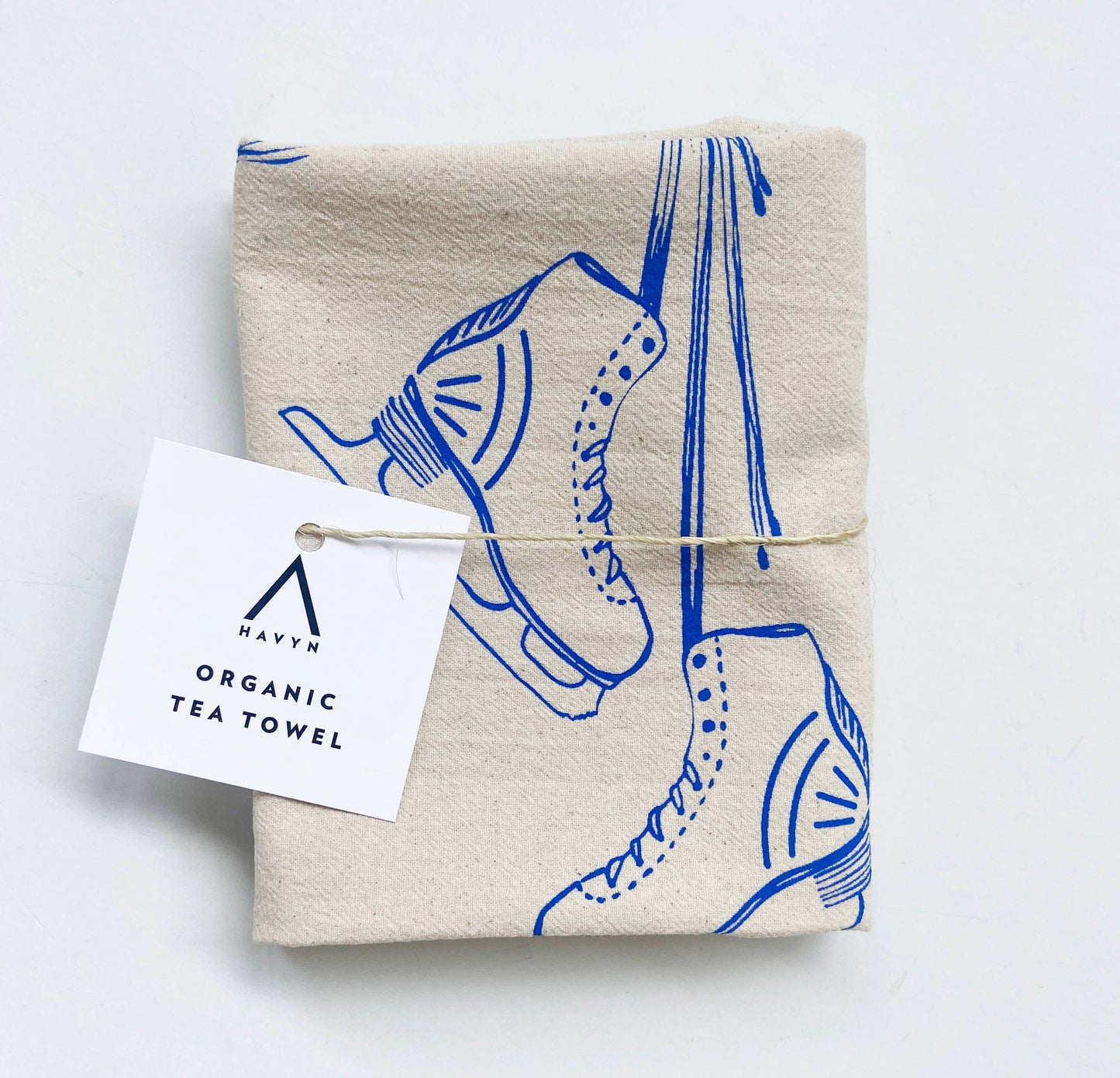 Snow Sports Winter Organic Tea Towel Blue - 27x27