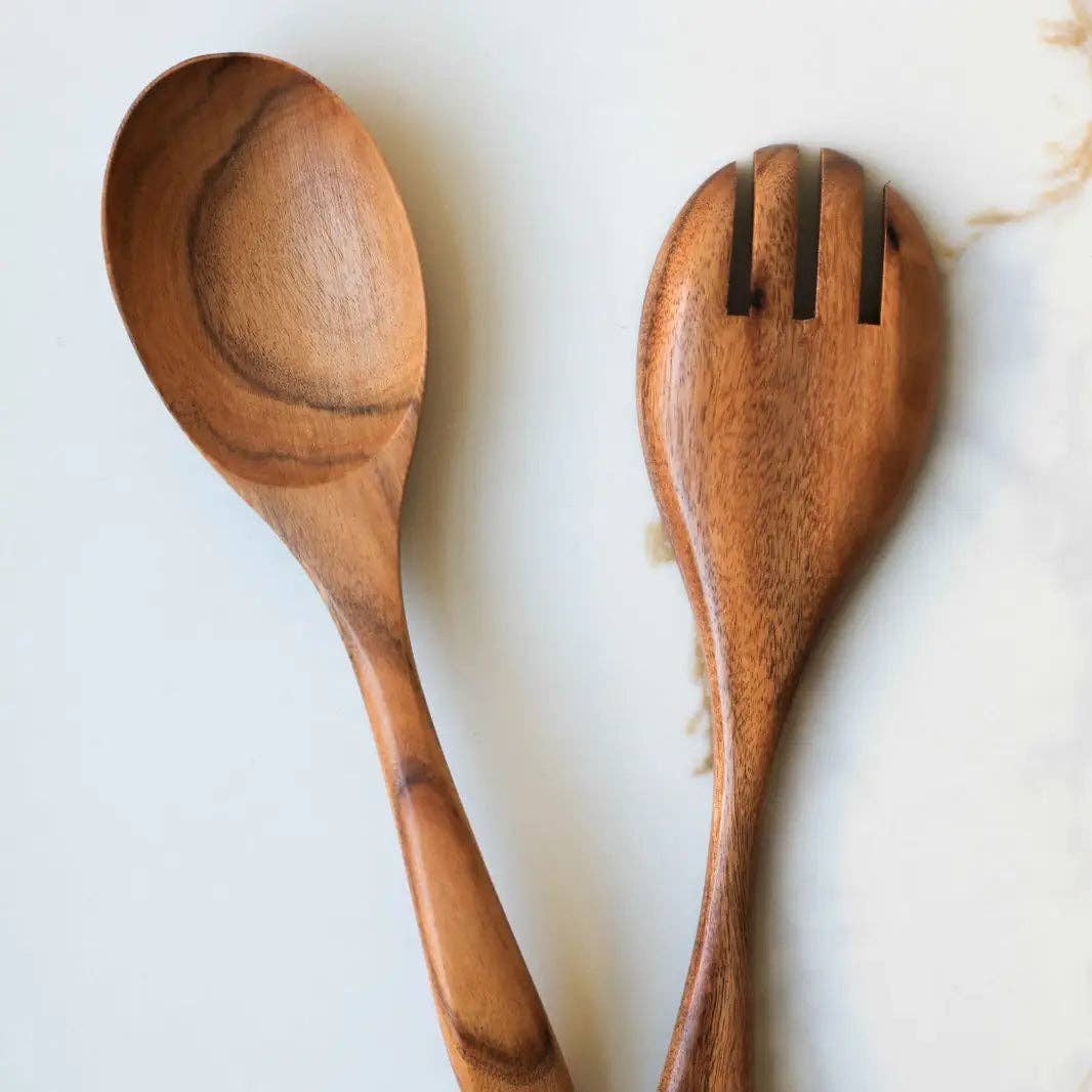 Teak Wood Salad Spoon and Fork Set