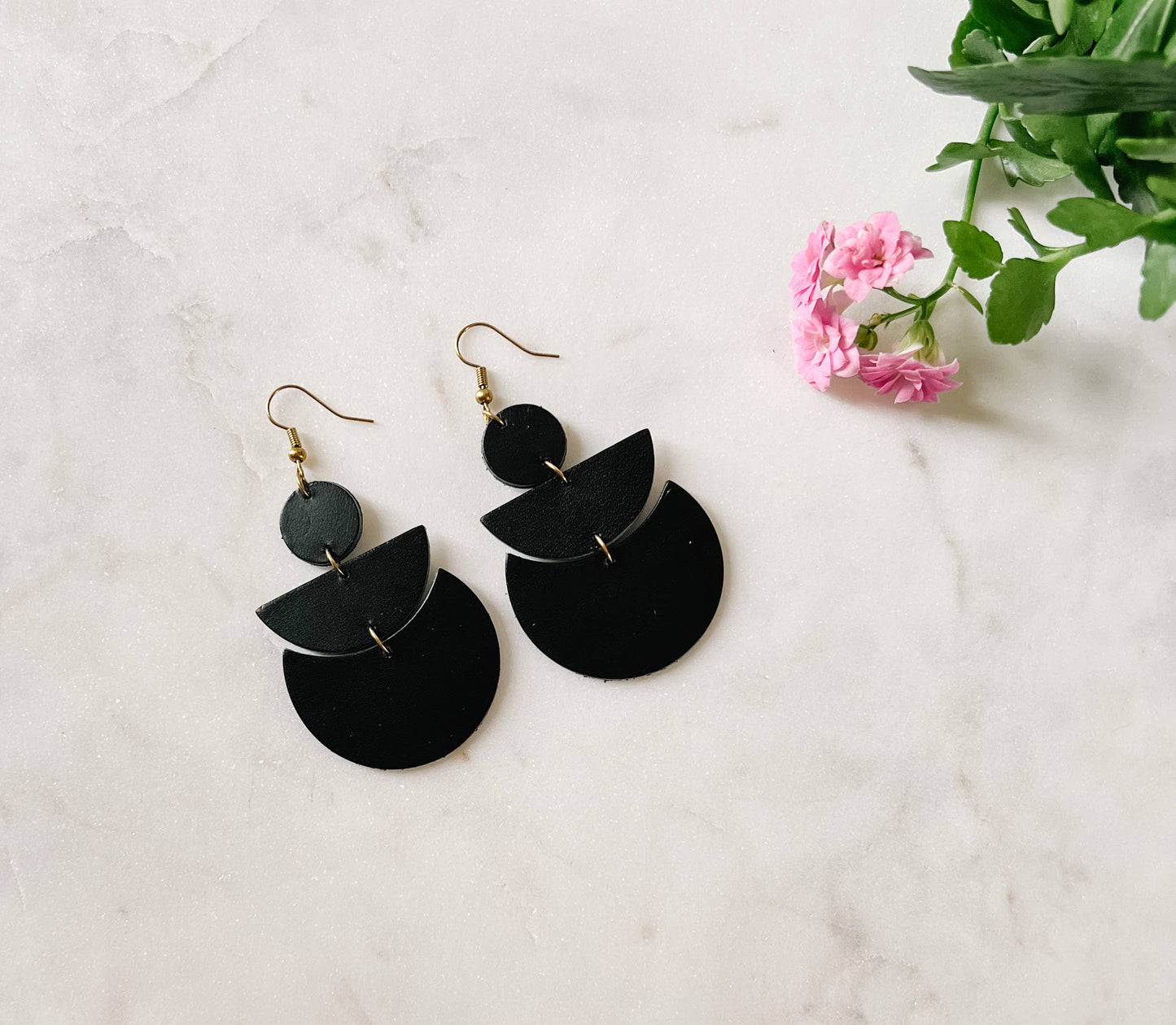 Black Leather Statement Earrings