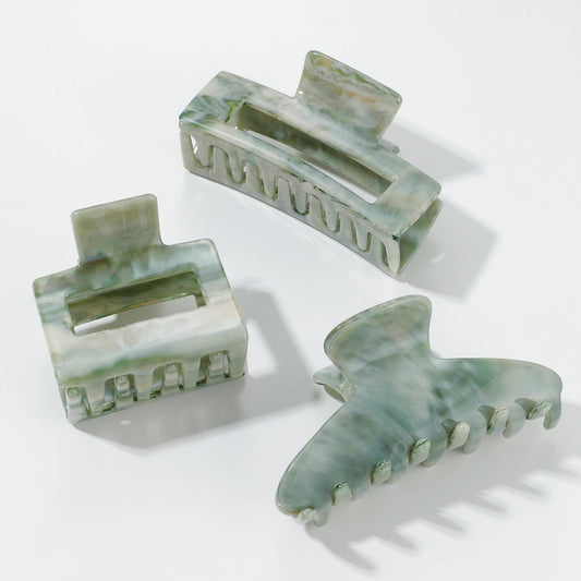 Calacatta Emerald | Assorted Small/Medium Claw Clips