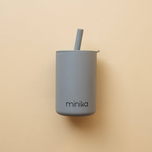 Straw cup with straw - Stone