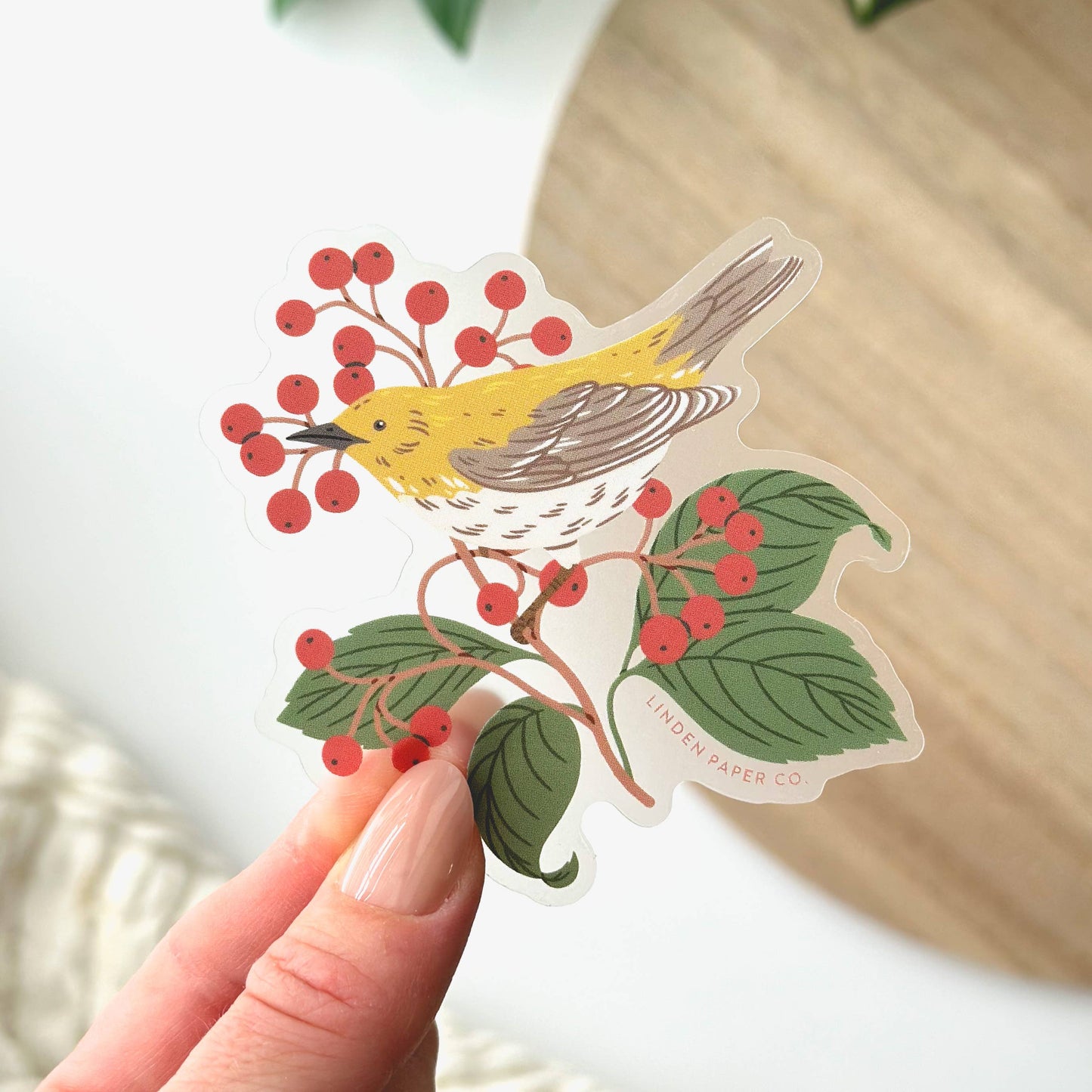 Warbler and Berries Sticker