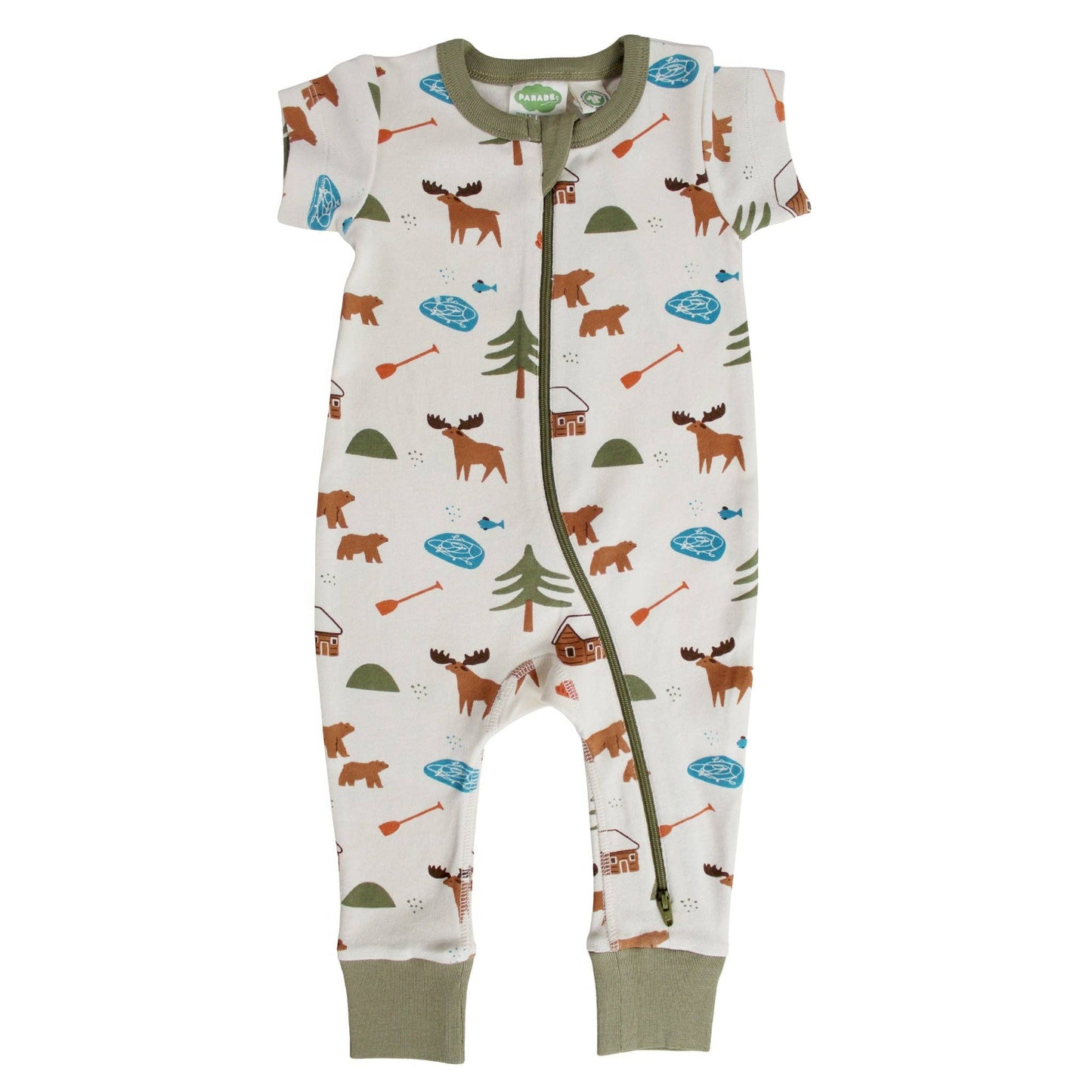 Organic Signature Print '2-Way' Zip Romper - Short Sleeve