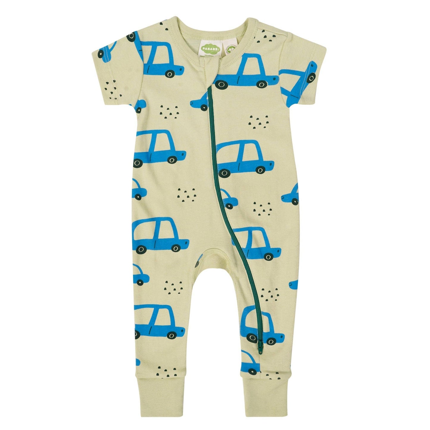 Organic Signature Print '2-Way' Zip Romper - Short Sleeve