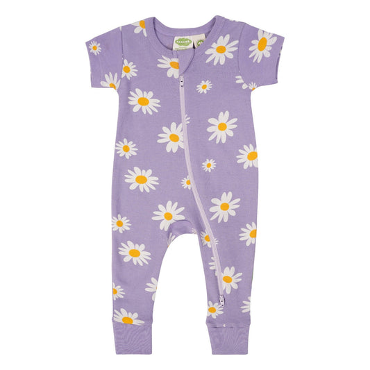 Organic Signature Print '2-Way' Zip Romper - Short Sleeve