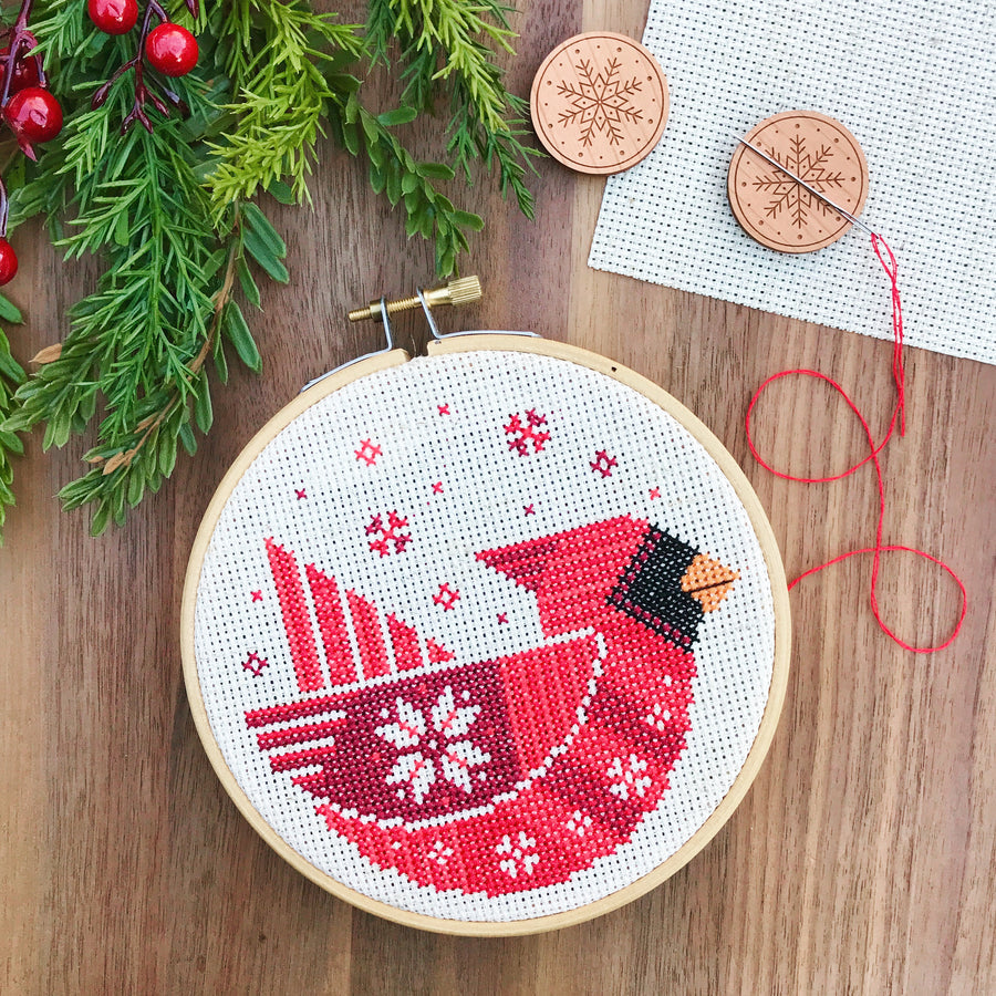 Festive Cardinals Cross Stitch Kit