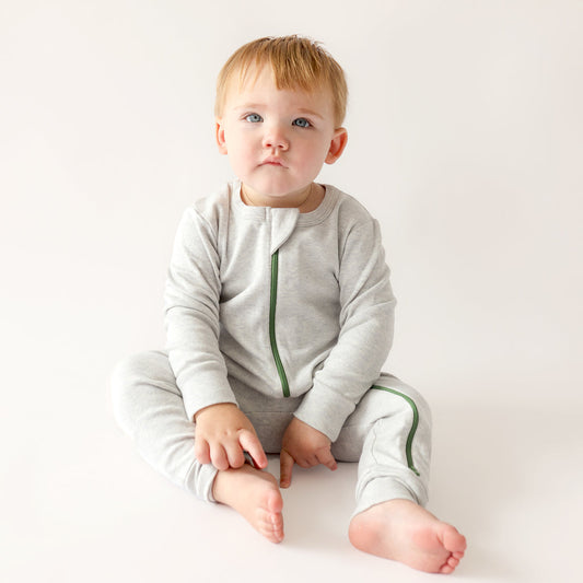 Organic Snuggle Soft Melange '2-Way' Zipper Romper - Grey