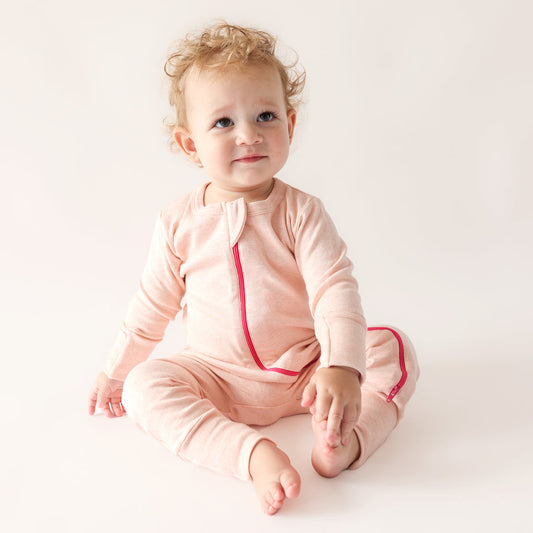 Organic Snuggle Soft Melange '2-Way' Zipper Romper - Pink