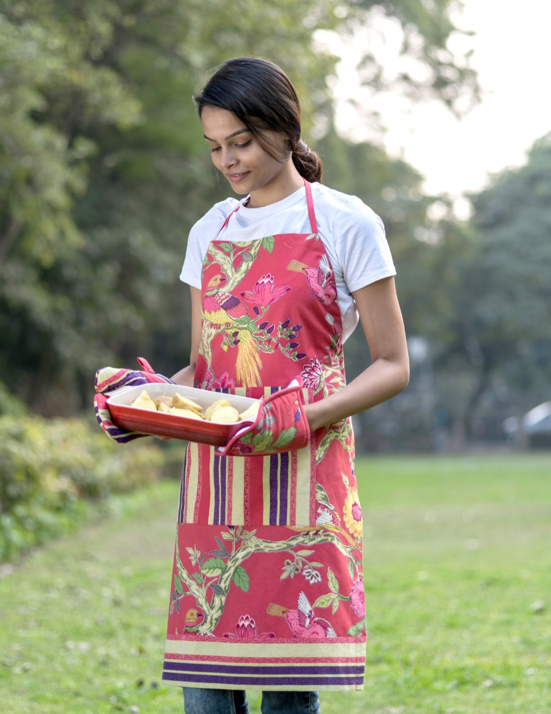 Red Printed Apron