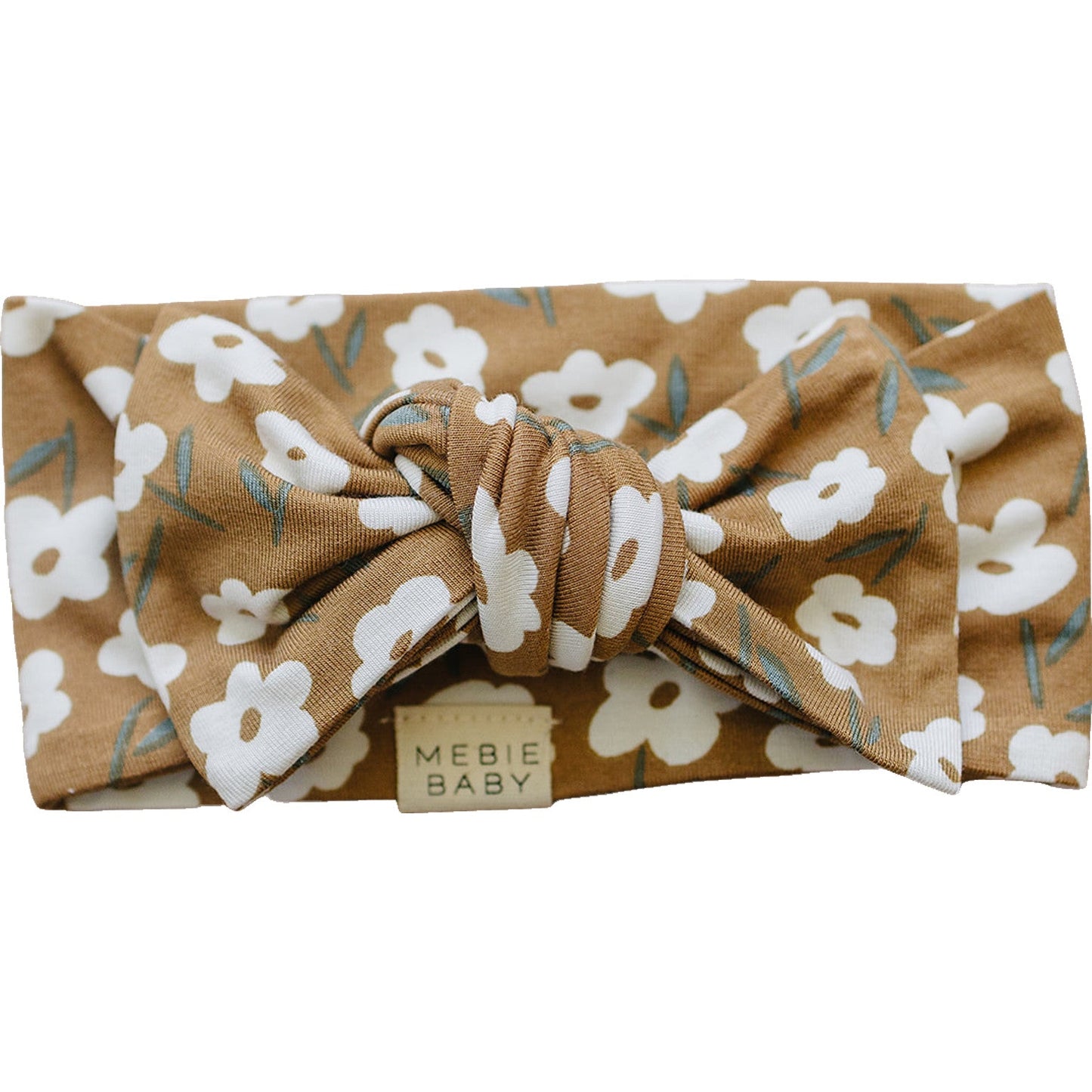 Mustard Floral Bamboo Baby Bow