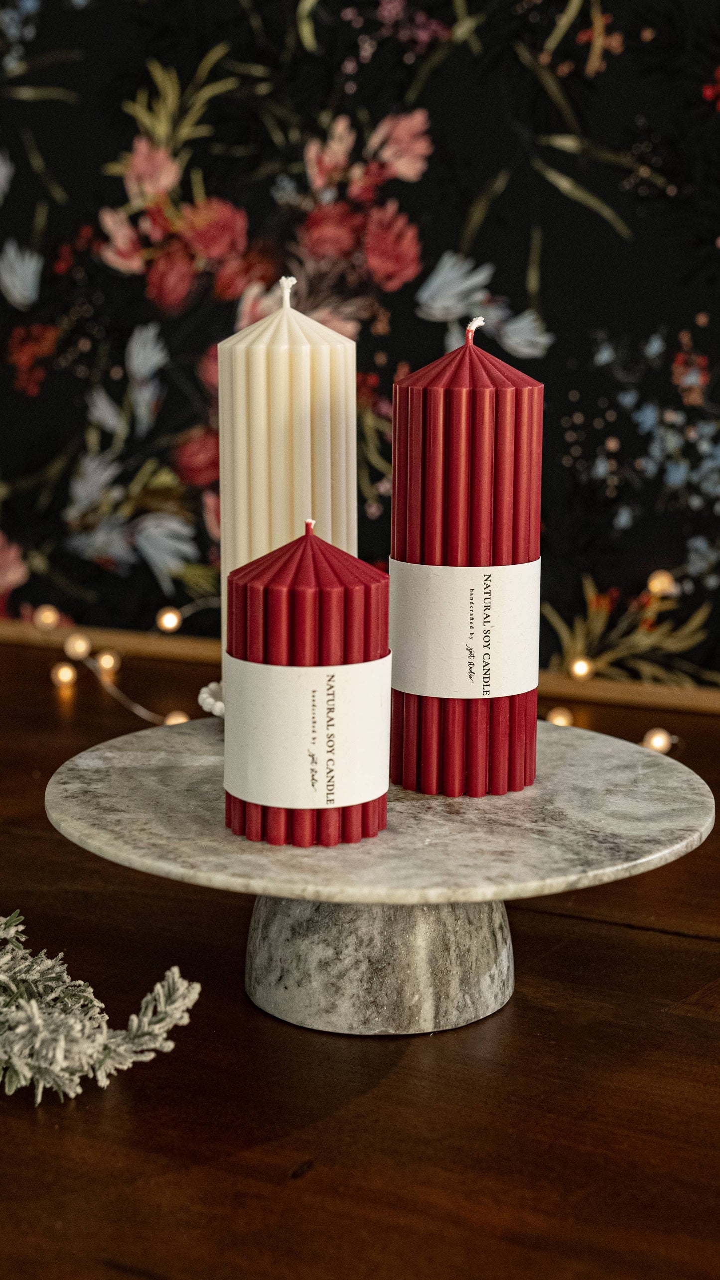 Long Lasting Ribbed Pillar Candles | Holiday Edition