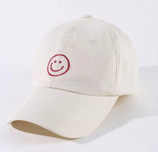 Embroidered happy face hat