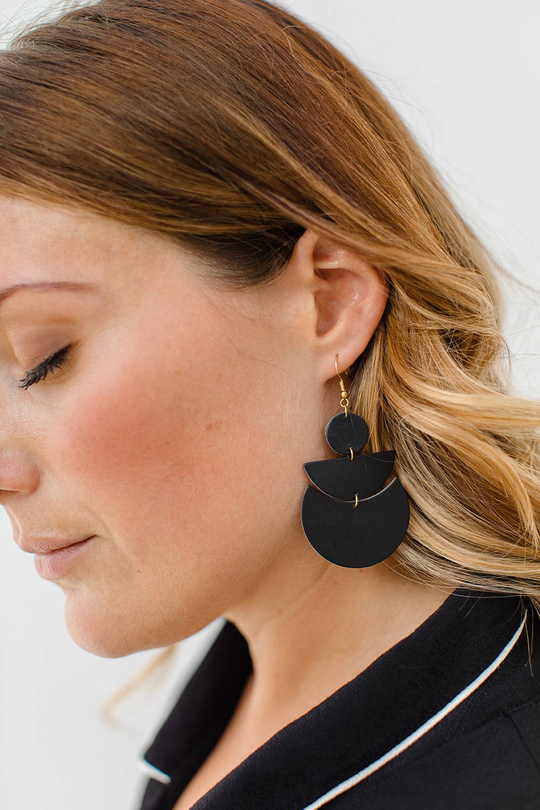 Black Leather Statement Earrings