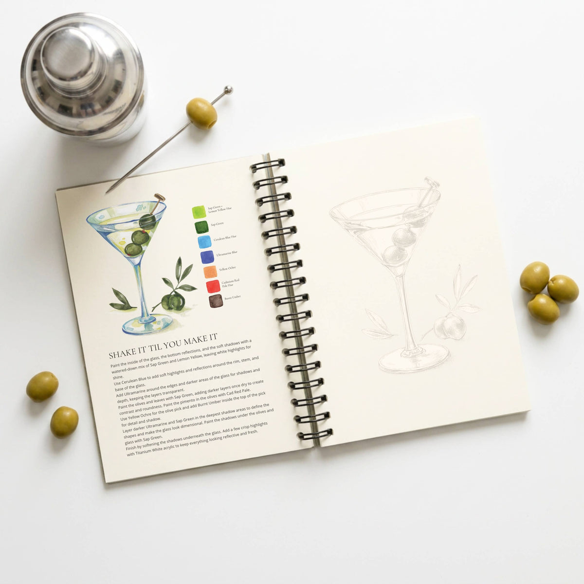 Classic Cocktails Watercolor Workbook by Nya Wolfe