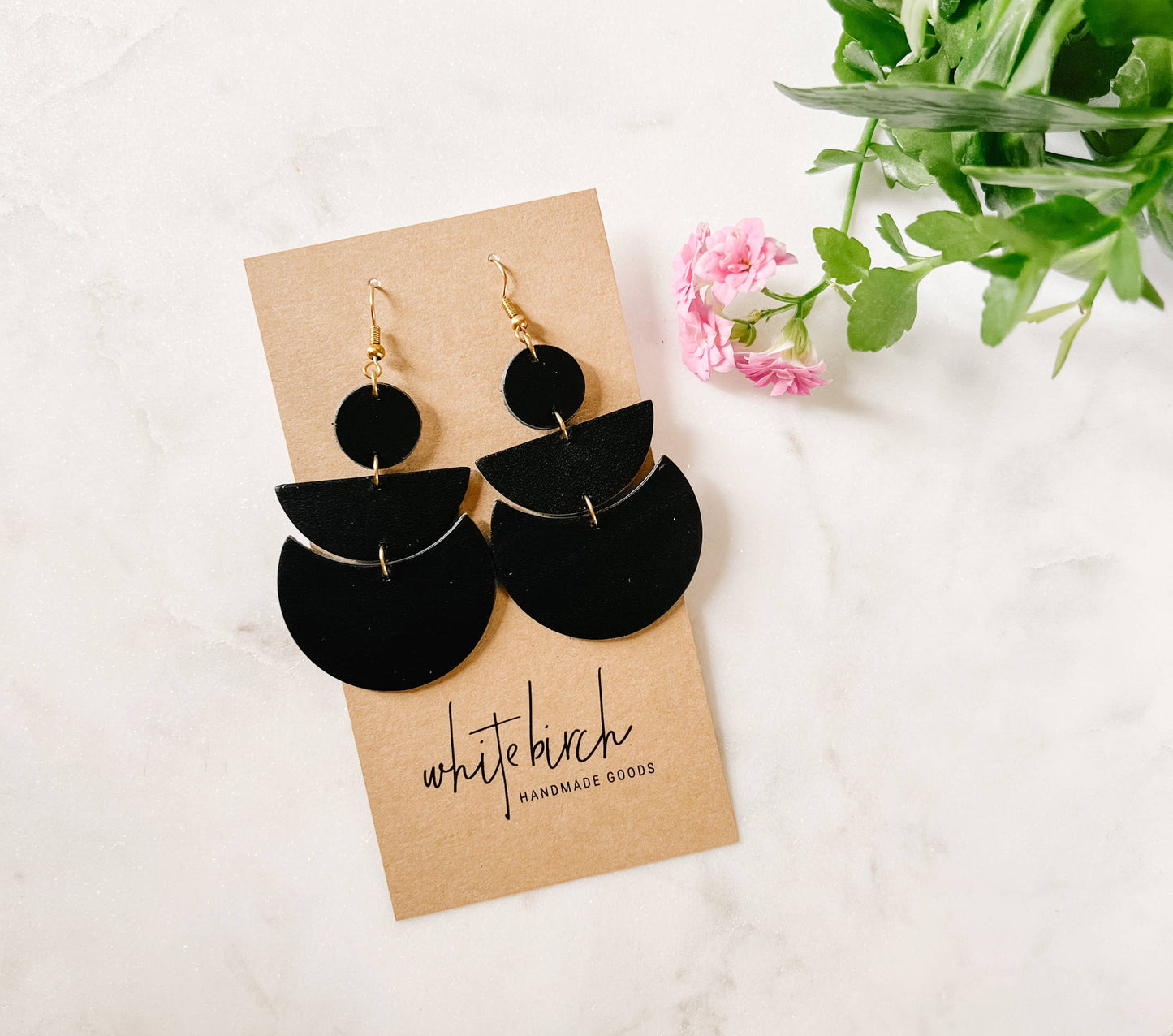 Black Leather Statement Earrings