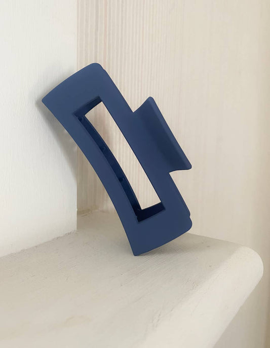 Large Navy Blue Matte Rectangle Claw Clip