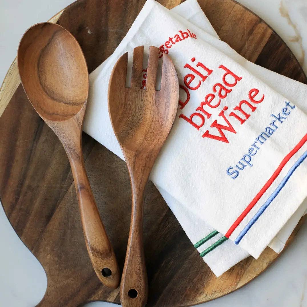 Teak Wood Salad Spoon and Fork Set