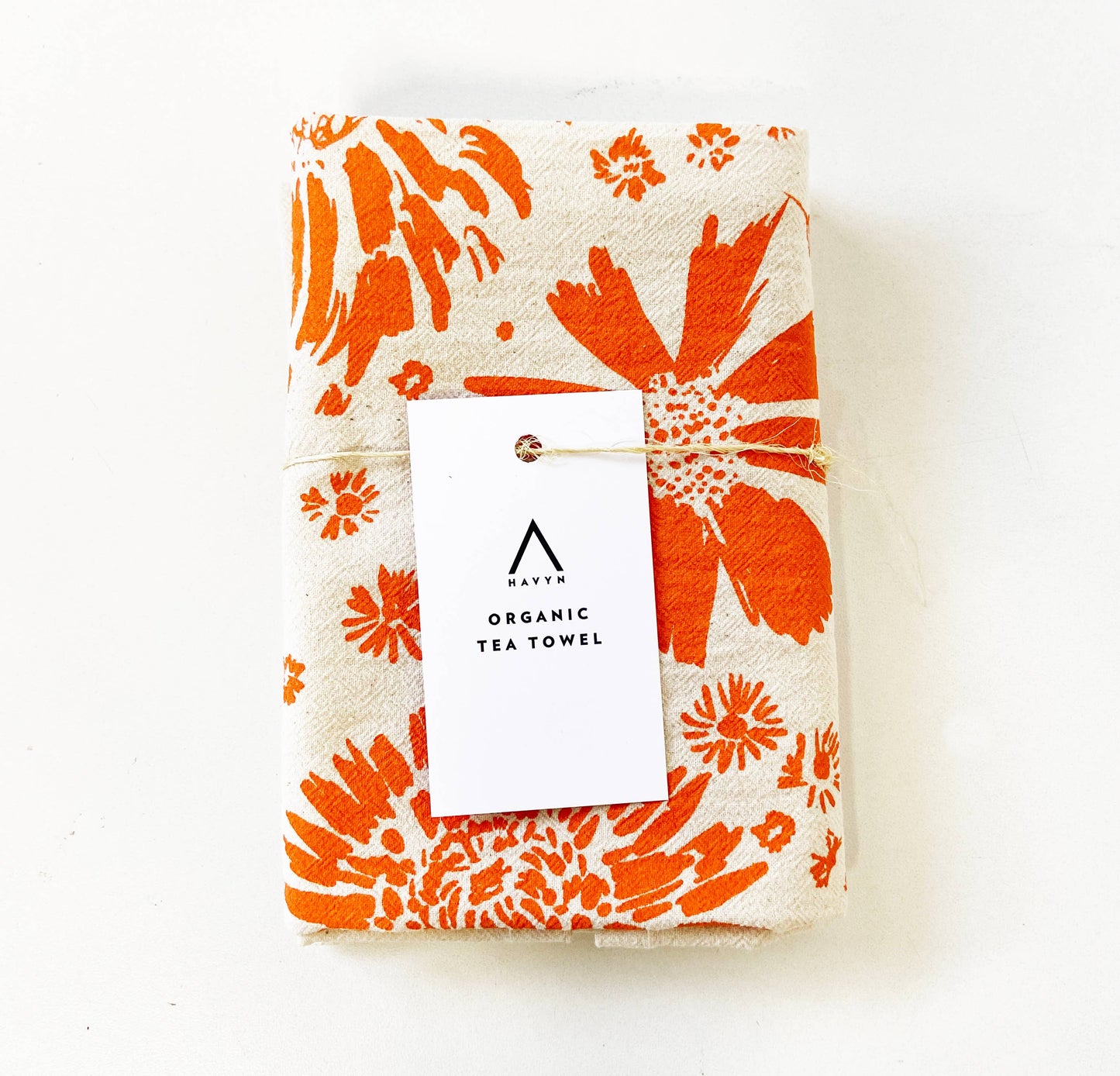 Marigold Flowers Organic Tea Towel Orange - 20x24