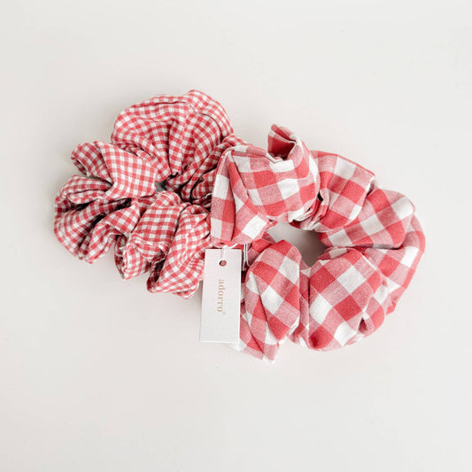 Red Gingham Scrunchies Assorted