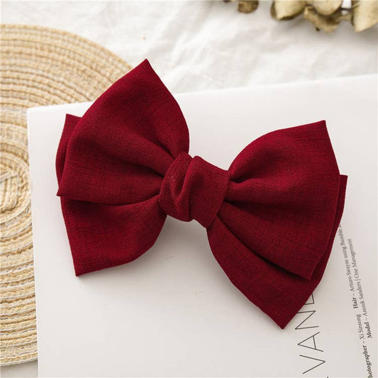 Linen Bow French Barrette Hair Clip