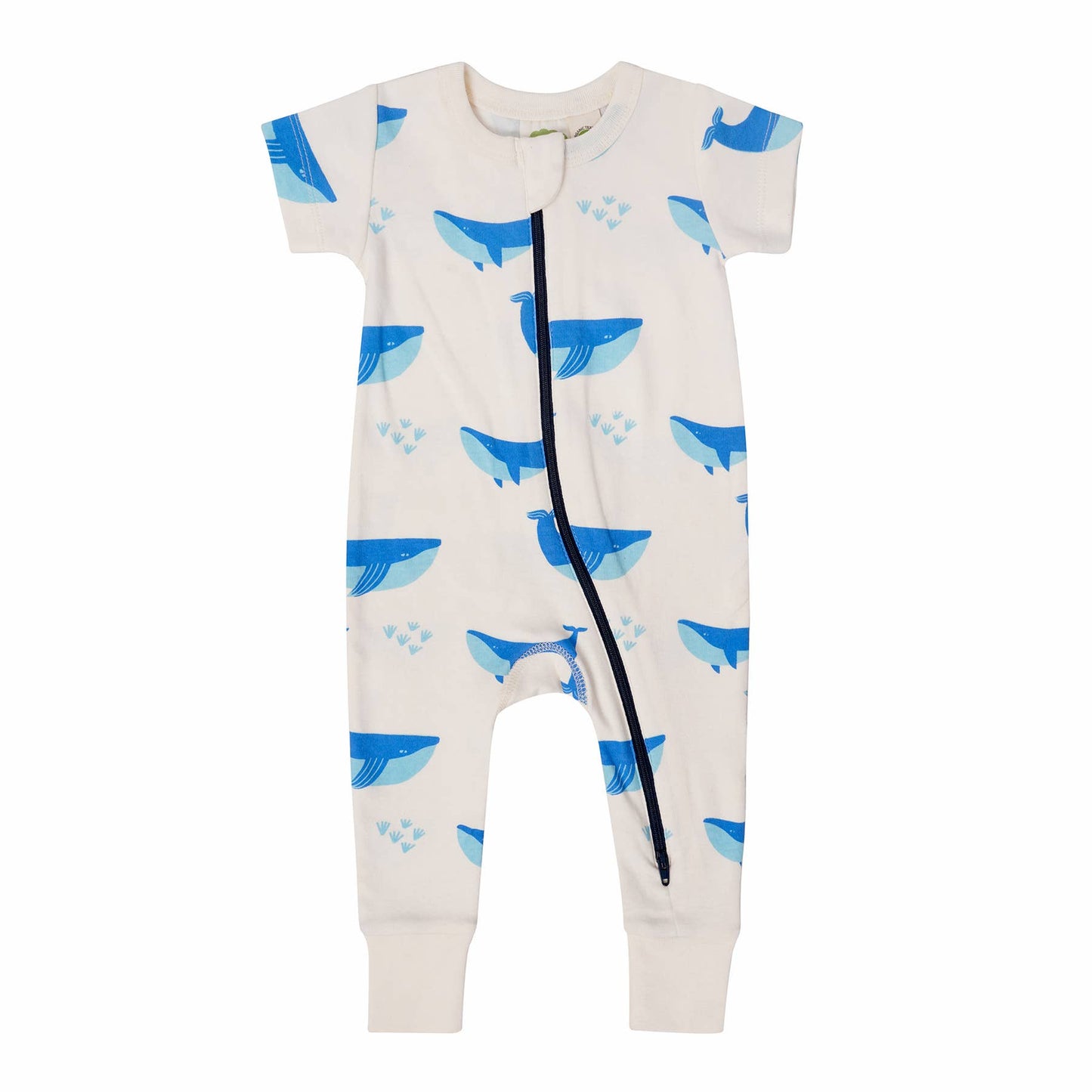 Organic Signature Print '2-Way' Zip Romper - Short Sleeve