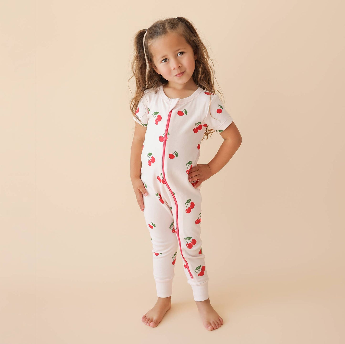 Organic Signature Print '2-Way' Zip Romper - Short Sleeve