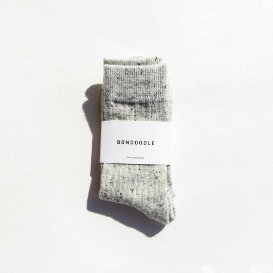 Slow Day Socks - Premium Merino Wool Blend Crew Socks – Speckled Grey
