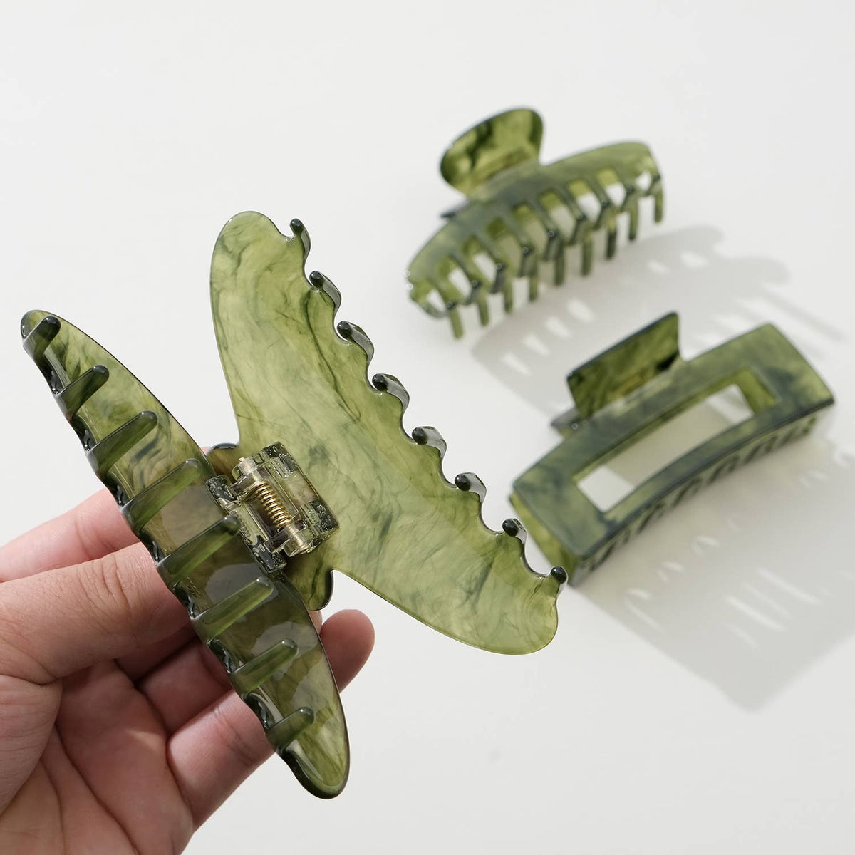 Jade Green Large | Assorted Large Claw Clips
